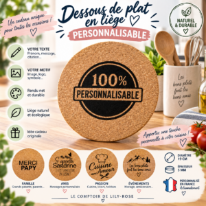 Dessous de plat en liège personnalisé gravé | Cadeau original