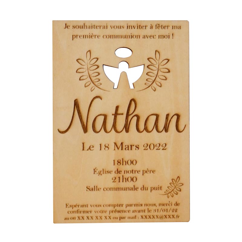 Invitation baptême en bois – Image 4