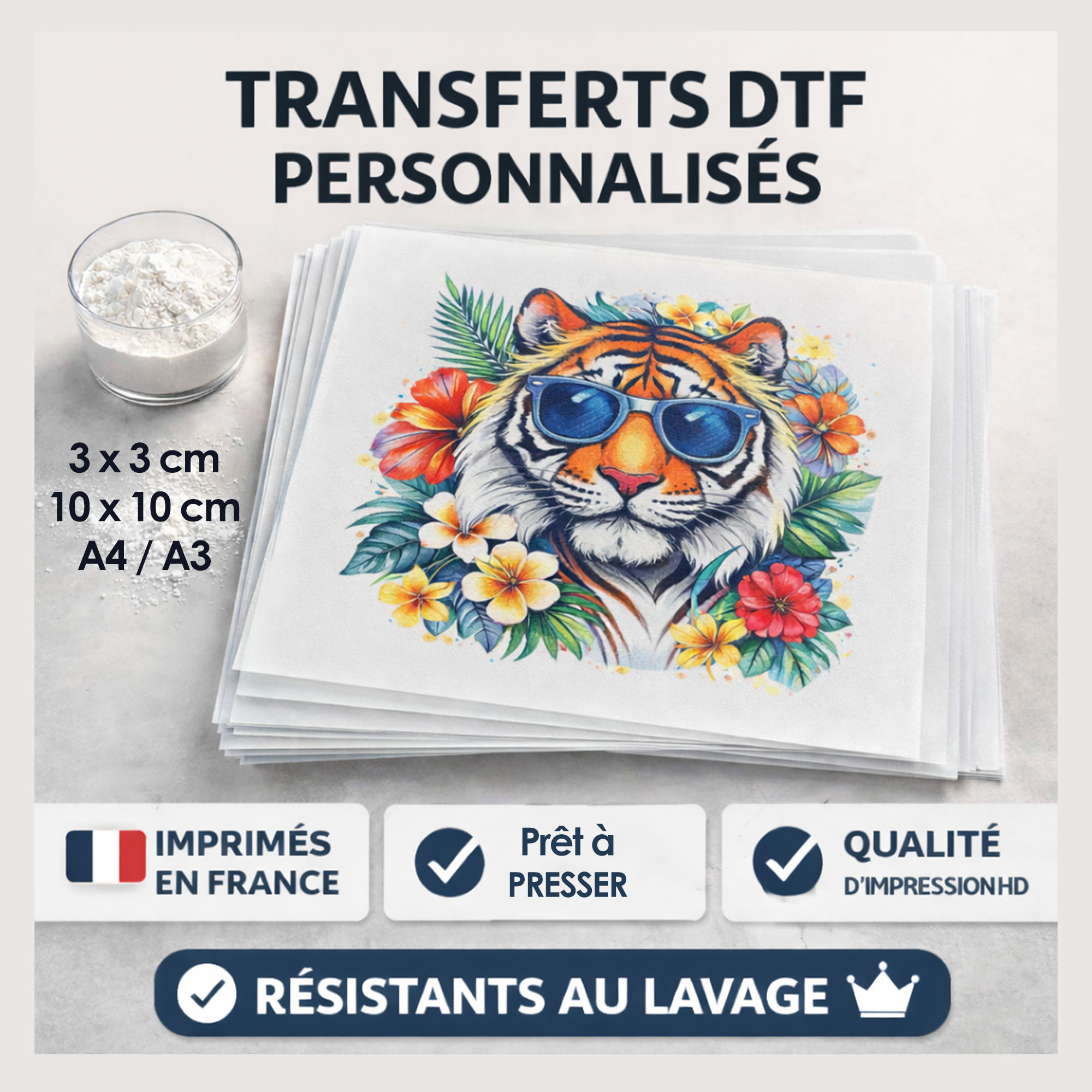 Impression DTF sur mesure 5x5 cm