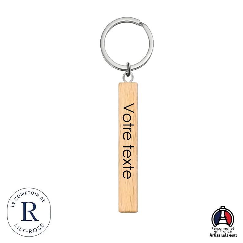 Porte clé bois long personnalisé gravure laser – Image 3
