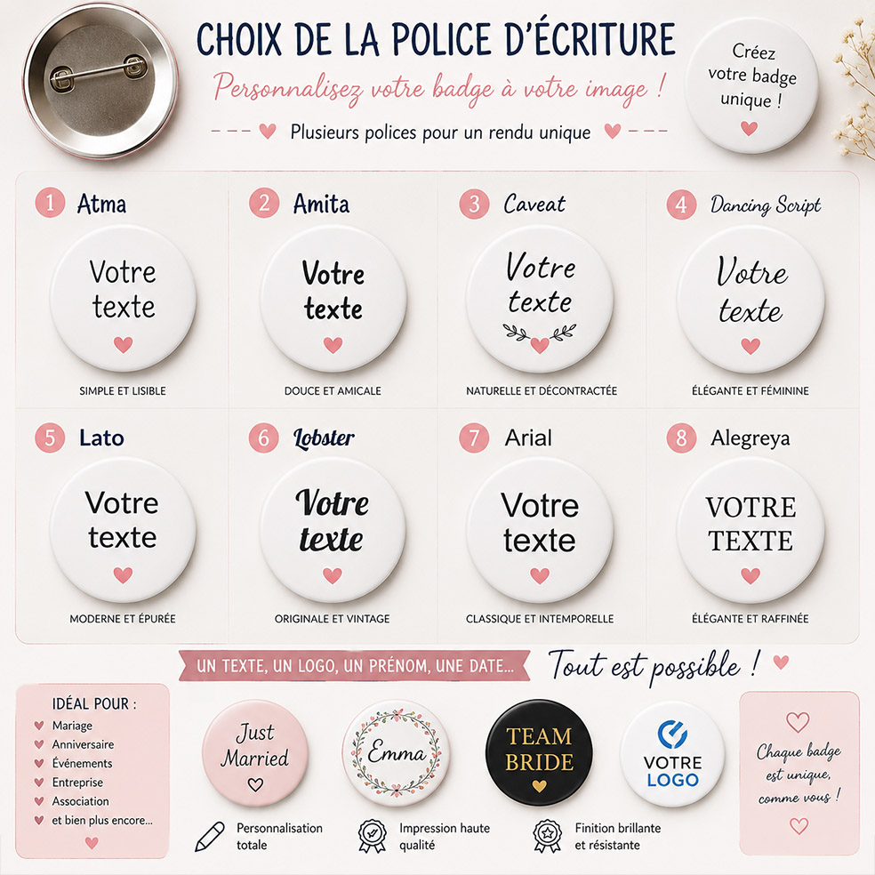 Badge personnalisé avec photo, texte ou logo | 32 mm – Image 3